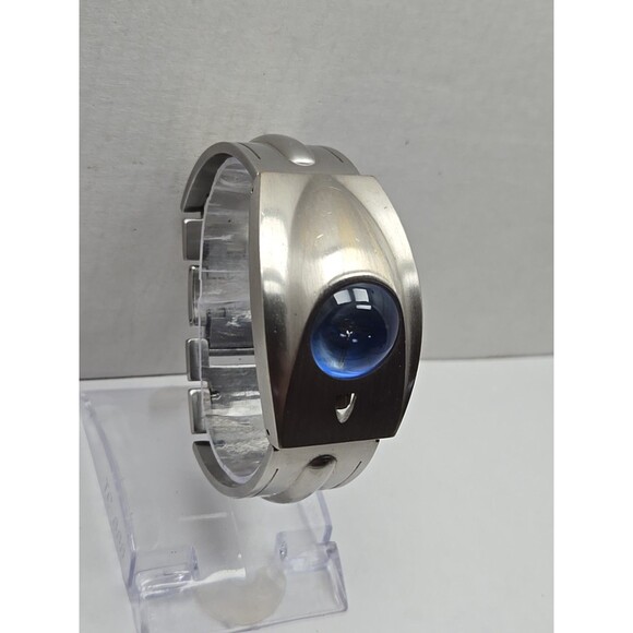 Vintage Storm London Enterprise Blue Dome Silver Watch New Battery Y2K Small - Picture 3 of 12